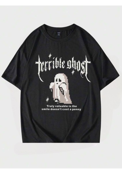 Terrible Ghost Baskılı Oversize T-Shirt