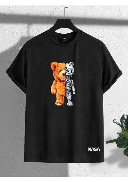 Griland Oversize Gri Sevimli Minik Kedi Baskılı T-Shirt
