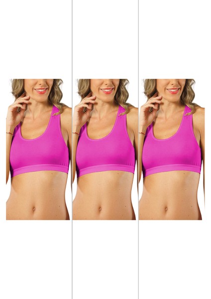 Genç Kız Pamuklu Likralı Yarım Atlet Sporcu Sütyeni 3'lü Paket fiyatları