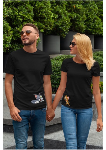 Oversize Tom And Jerry Baskılı Sevgili T-Shirt