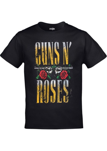 Siyah Guns N Roses 3 Baskılı Tshirt