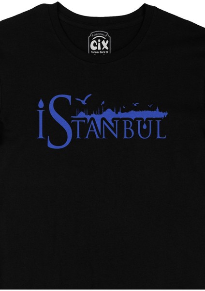 Siyah Mavi Istanbul Yazılı Tişört fiyatları