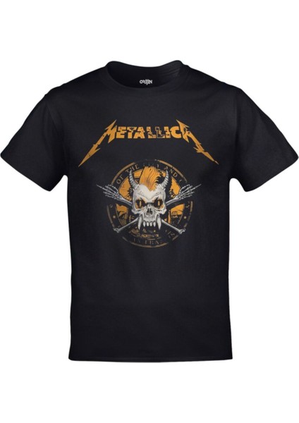 Metallica Rock Ön Arka Baskılı Siyah Tshirt