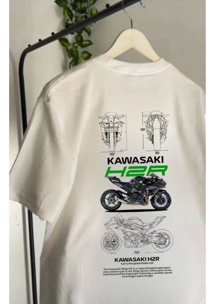 H2R Beyaz Detail Tek'li Couple Oversize T-Shirt