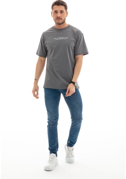 Erkek Frank Oversize Gri T-Shirt