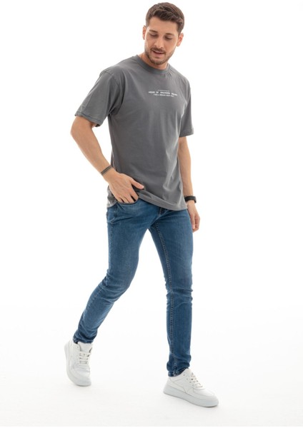 Erkek Frank Oversize Gri T-Shirt
