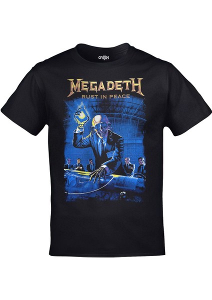 Siyah Megadeth Rust In Peace Baskılı Tshirt