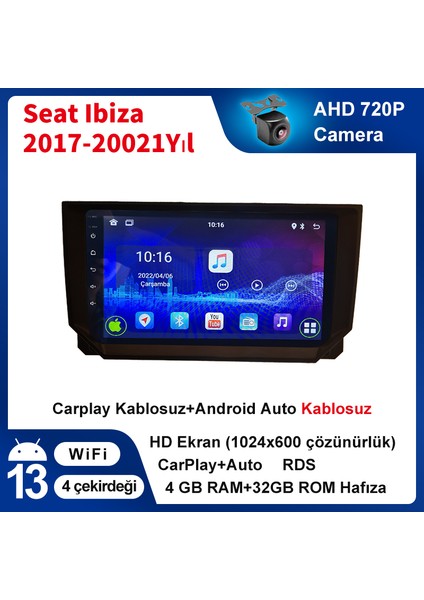Seat Ibiza 2017-2021 Yıl Uyumlu 9 Inç 4 GB Ram 32 GB Hafıza Multimedya Carplay Navigasyon