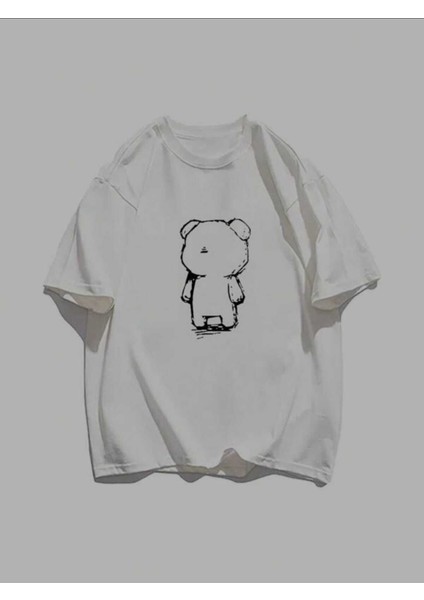 Beyaz Go Ayıcık Baskılı Oversize T-Shirt fiyatları