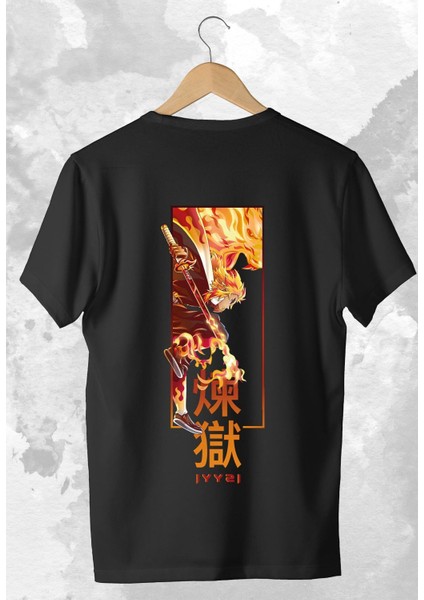 Demon Slayer: Kimetsu No Yaiba Rengoku Baskılı Oversized Anime Tshirt