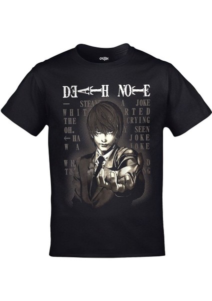 Death Note Anime Baskılı Unisex Siyah Tshirt