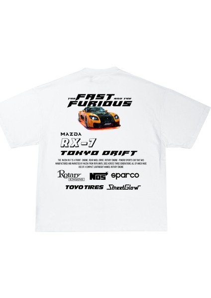 Mazda Rx-7 Oversize Beyaz Tişört