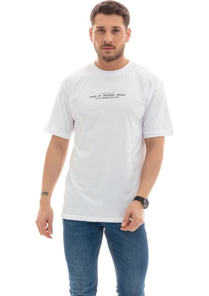 Erkek Frank Oversize Beyaz T-Shirt