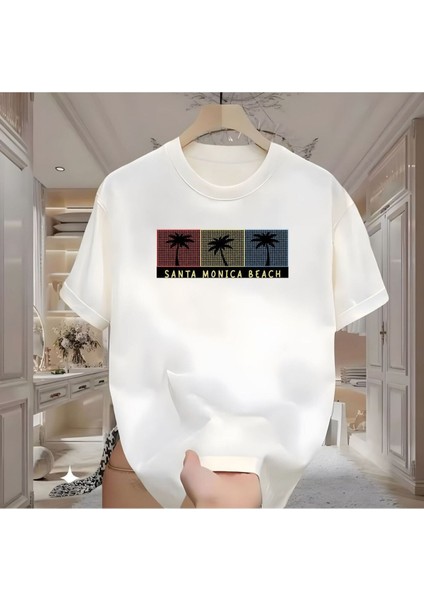 Santa Baskılı Beyaz Tshirt