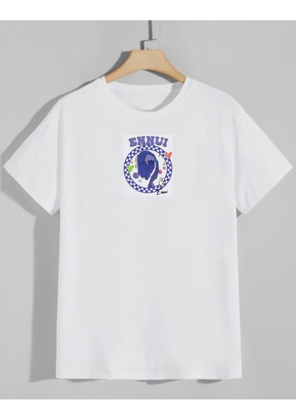 Beyaz Ters Yüz Karakterleri Ön Arka Baskılı Oversize Unisex Tshirt fiyatları