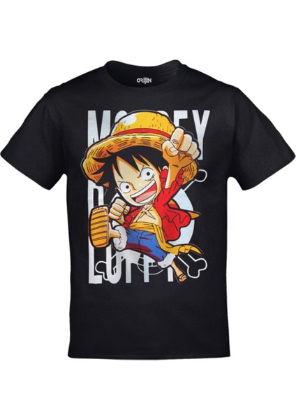 Siyah One Piece Luffy Anime Tshirt