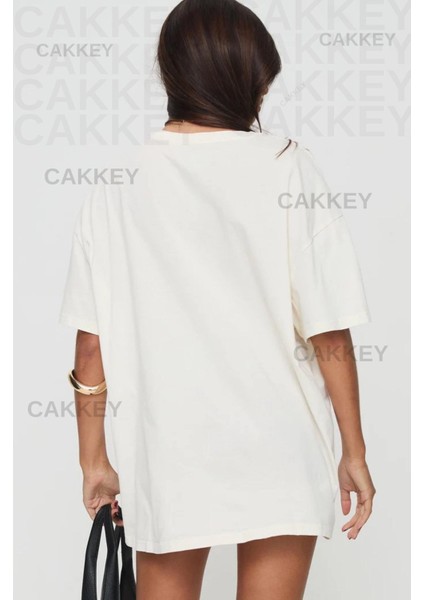 Melek ve Şeytan Baskılı Oversize T-Shirt modelleri