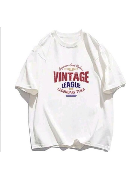 Beyaz Vintage Baskılı T-Shirt fiyatları