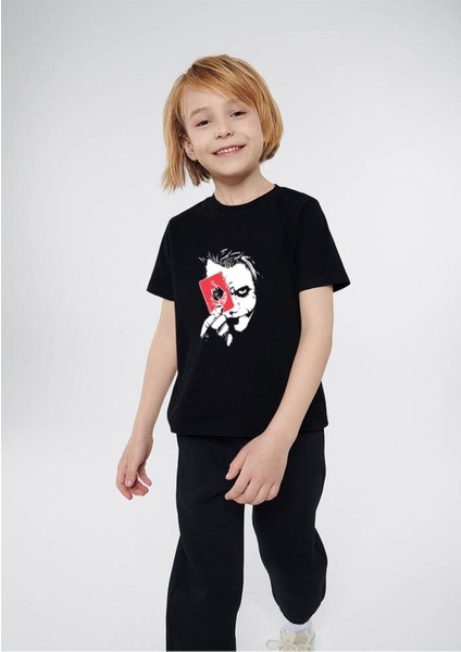 Lunavısta Unisex Çocuk Joker Baskılı Çift Kombini Tasarım Oversize Tshirt