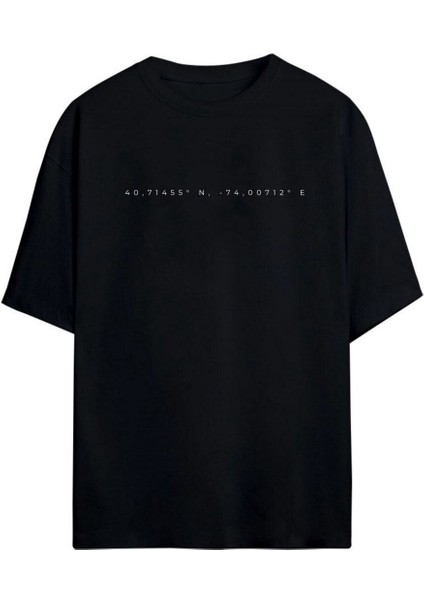 Street Wear Sırt ve Ön Baskılı %100 Pamuk Oversize Siyah T-Shirt fiyatları