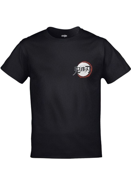 Demon Slayer Tanjiro Kamado Dolunay Anime Ön Arka Baskılı Siyah Tshirt fiyatları