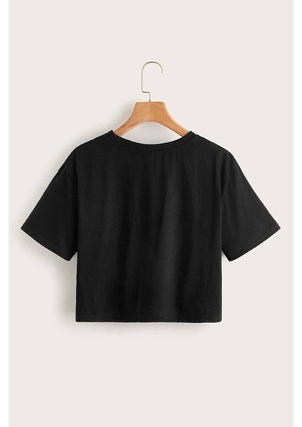 Griland Kadın Siyah Oversize Inapıratıon Wrıte What You Want Baskılı Crop T-Shirt fiyatları