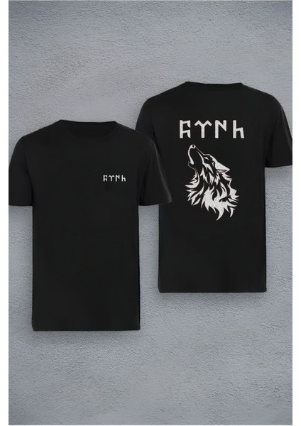 Tasarım Ulu Kurt Türk Baskılı Oversize Kısa Kol %100 Pamuk T-Shirt