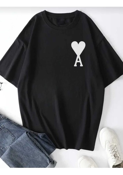 Ami Paris Baskılı Oversize Rahat Kalıp Tshirt
