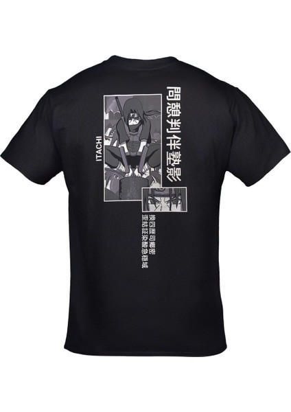 Naruto Itachi Ön Arka Baskılı Siyah Tshirt modelleri