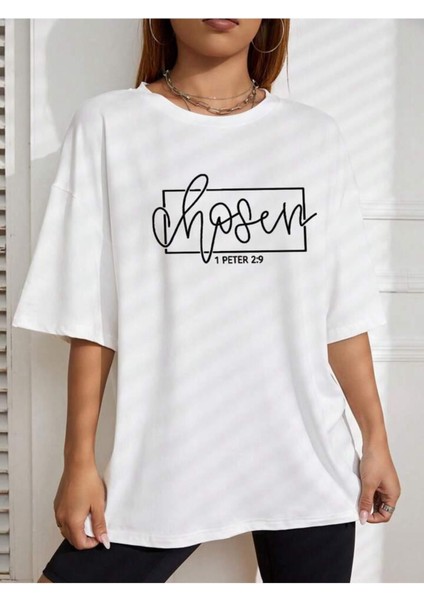 Chosen Baskılı Oversize %100 Pamuk T-Shirt fırsatları