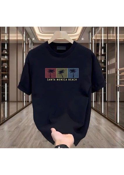 Santa Baskılı Siyah Tshirt