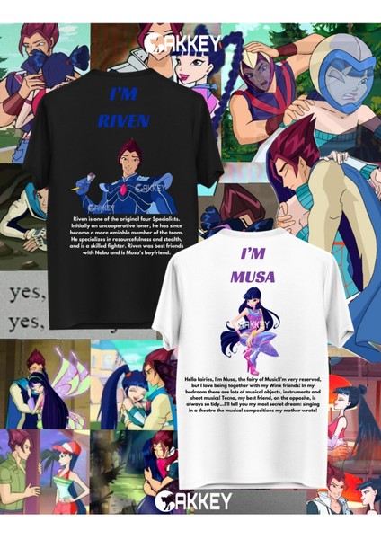 Winx Bloom&sky-Stella&brandon-Flora&helia-Musa&riven Baskılı Couple Çift Sevgili Oversize T-Shirt