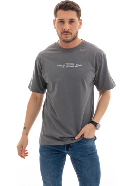 Erkek Frank Oversize Gri T-Shirt