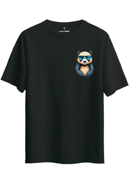 Oversize Panda Baskılı T-Shirt