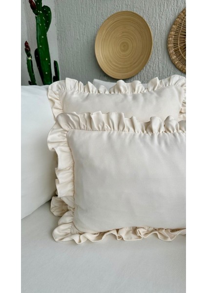 Vintage Fırfırlı Ekru Açık Krem Kırlent Kılıfı 1AD fırsatları