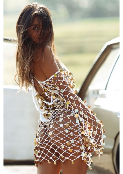 Gold Pullu Pareo File Elbise