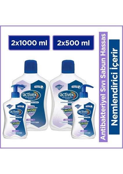Sıvı Sabun Hassas 2x1 lt+ 2X500 ml