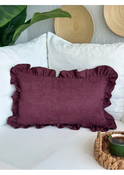 Vıntage Fırfırlı Mürdüm Kırlent Kılıfı 1 Ad modelleri