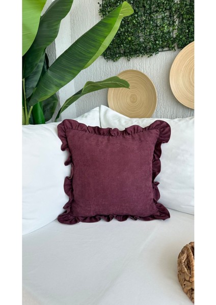 Vıntage Fırfırlı Mürdüm Kırlent Kılıfı 1 Ad fırsatları