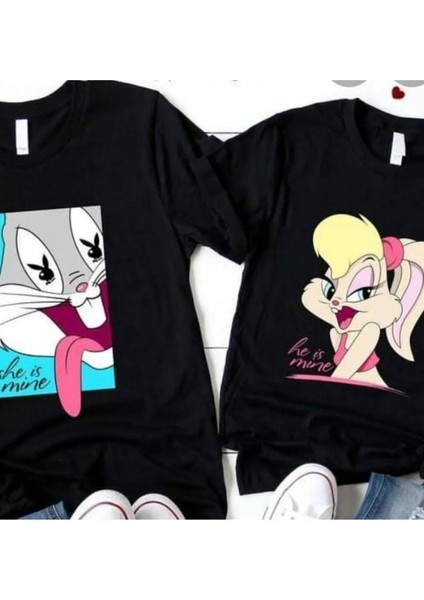 2 Li Çift Sevgililer Günü Özel Tasarımlı Hediye Doğum Günü Kombin Unisex Oversize Tişört T-Shirt