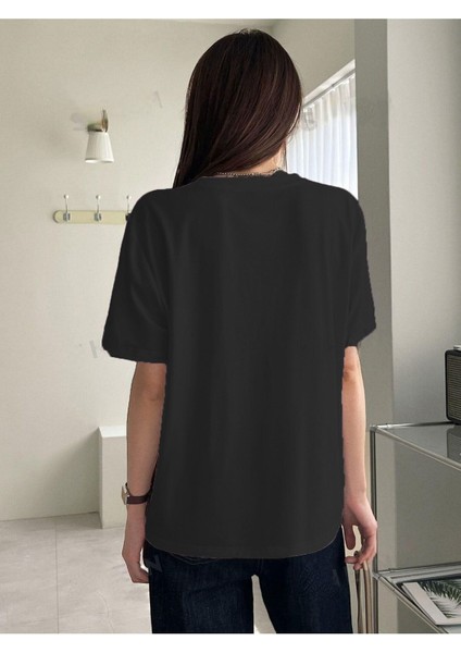 Kadın Füme Çift Kalp Baskılı Oversize T-Shirt fiyatları