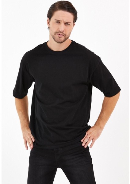 Pamuk Bisiklet Siyah Oversize T-Shirt