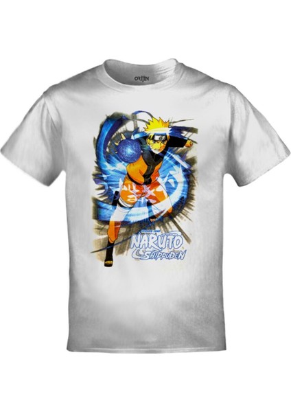 Beyaz Naruto Shippuden Baskılı Tshirt
