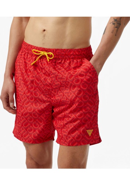 Swımtrunk Medıum Guess Aop Erkek Kırmızı Mayo F4GT06WG2A2-P56N