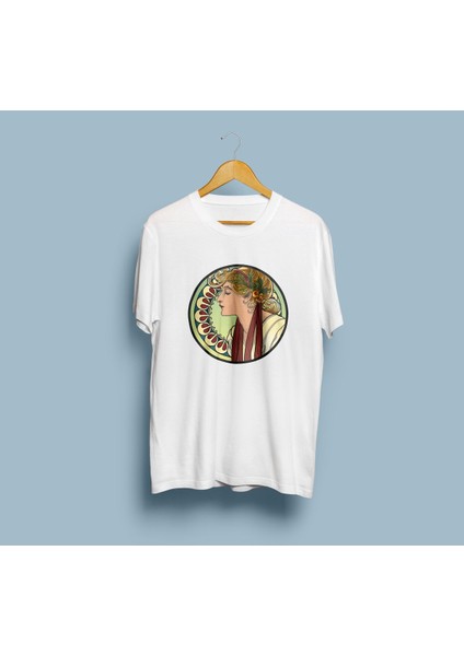 Oversize Alphonse Mucha Tasarım 2 Unisex T-Shirt