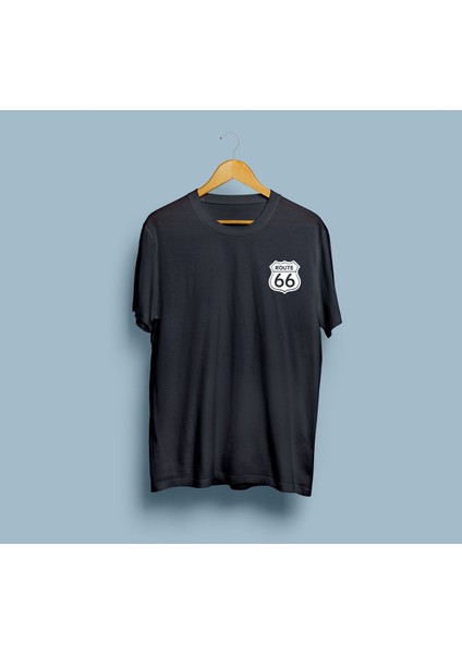 Oversize Route 66 Cep Tasarımlı Unisex T-Shirt