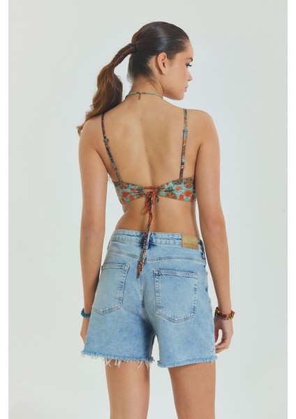 Bağcıklı Sırtı Açık Ayarlanabilir Crop Bluz