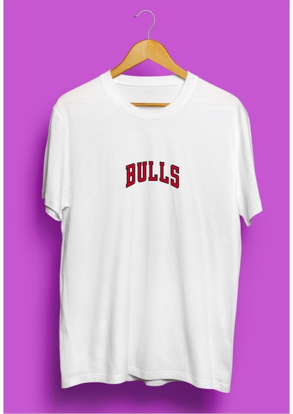 Bulls Ön Arka Baskılı Oversize Tişört