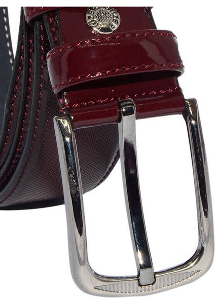 3.5 cm Tokalı Rugan Suni Deri Desenli Model Klasik Erkek Kemer Bordo fırsatları