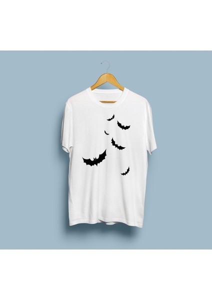 Oversize Yarasa Baskılı Tasarım T-Shirt